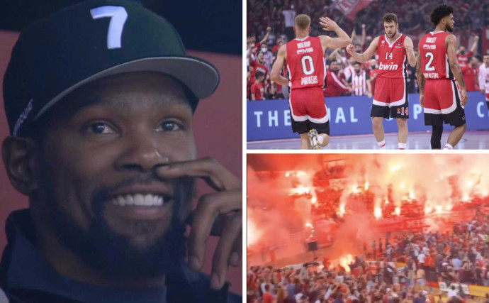 Kevin Durant witnesses Greek fans' invasion and Olympiacos victory in Game 5