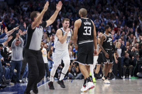 Luka Doncic reacts to his game-winning shot