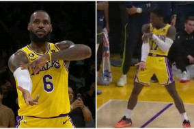 LeBron James reacts to Schroder's shot, Lakers win vs. Timberwolves