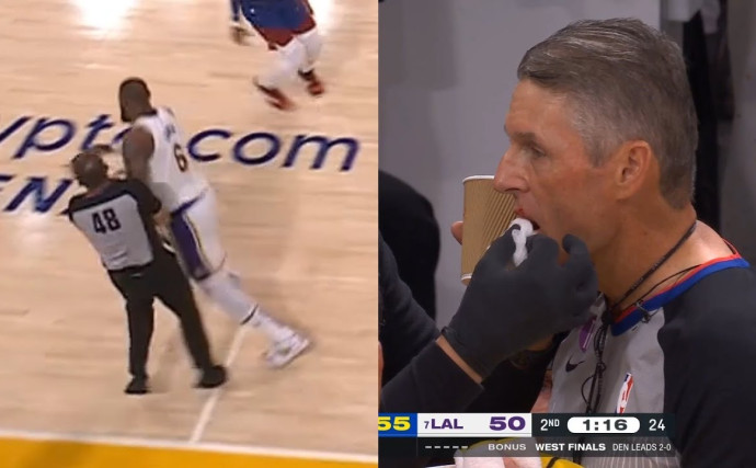 Referee Scott Foster jokes after LeBron James makes him bleeding